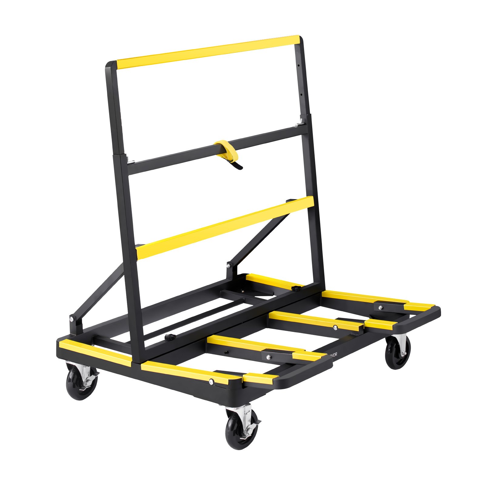 Drywall Cart Dolly, 1800 Lbs Load Capacity, Steel Panel Dolly With 4 Swivel Casters & Expandable Deck, Foldable Panel Truck Cart With Tie-Down Strap For Handling Plywood, Plasterboard, Glass