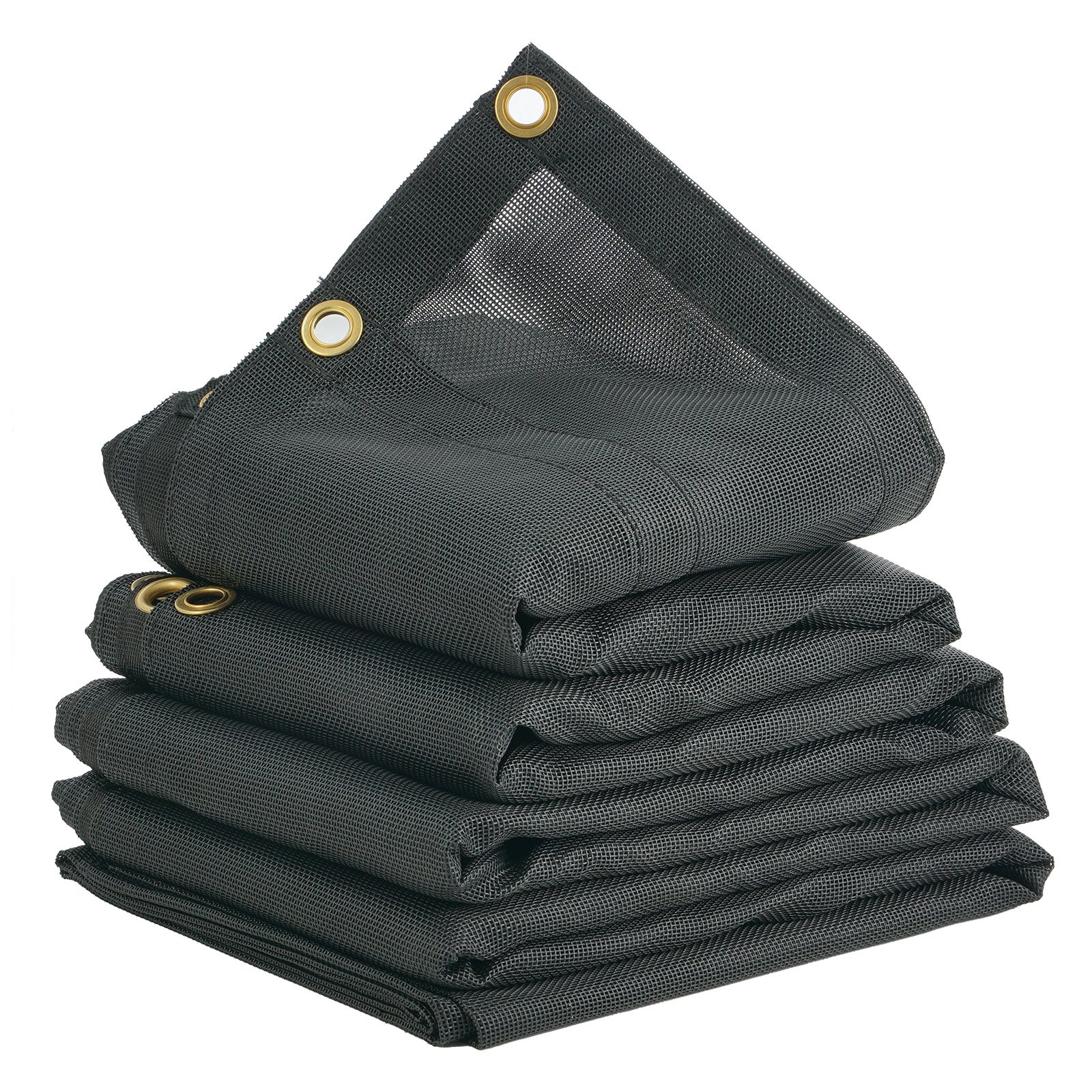 Dump Truck Mesh Tarp, 7 X 18 Ft, PVC Coated Black Heavy Duty Cover With 5.5" 18oz Double Pocket, Brass Grommets, Reinforced Double Needle Stitch Webbing Fits Manual Or Electric Dump Truck System