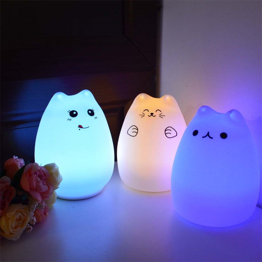 Luz nocturna LED de silicona con sensor táctil para niños y bebés