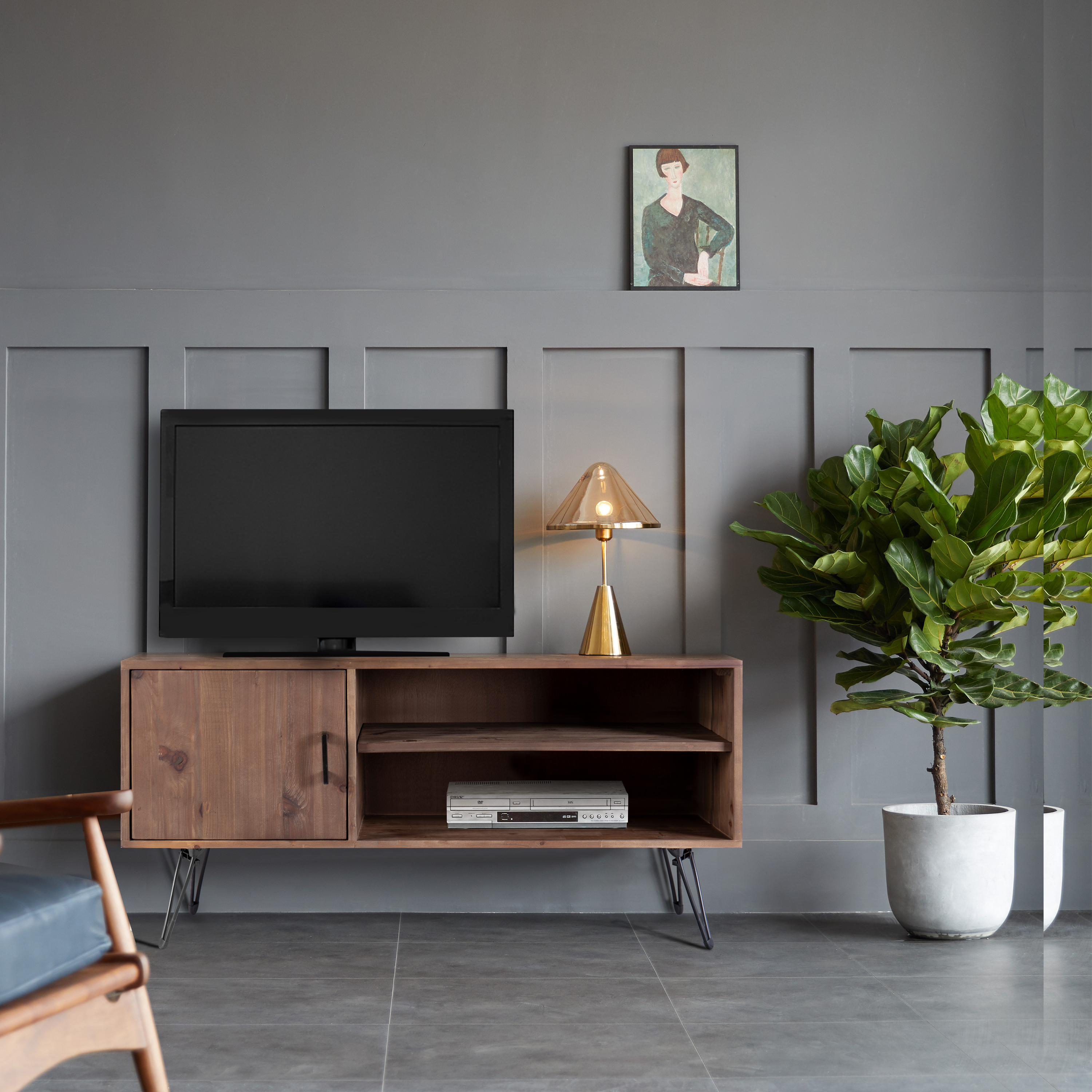 Simple, Modern, Vintage Reclaimed Wood TV Stand Media Table For Living Room