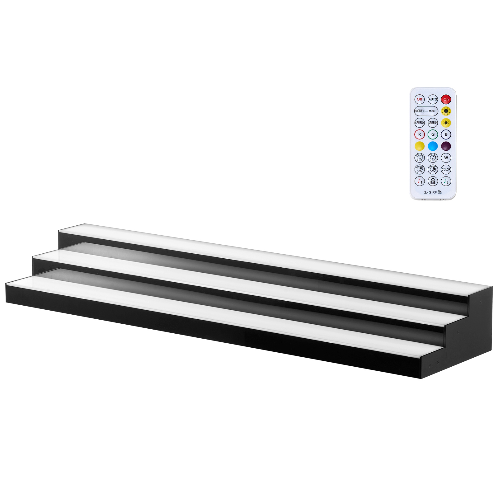 LED Lighted Liquor Bottle Display, 3 Tiers 48 Inches, Acrylic Illuminated Home Bar Shelf Display With RF Remote & App Control, DIY Setup With Type-C Cables, 9 Static Colors, For 36-48 Bottles