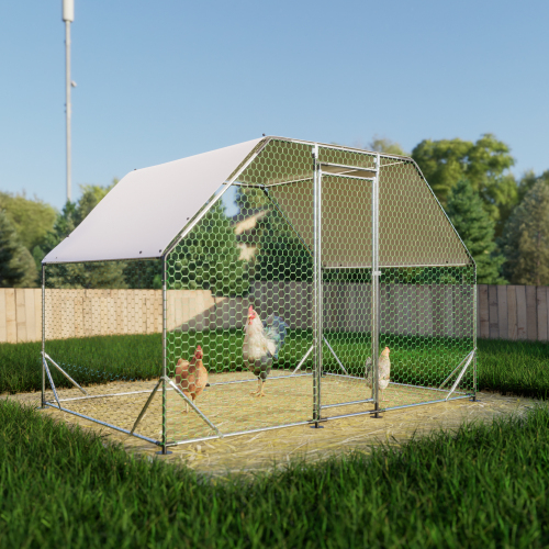 Gallinero grande de metal con cubierta impermeable, 9.94x6.46x6.36 pies