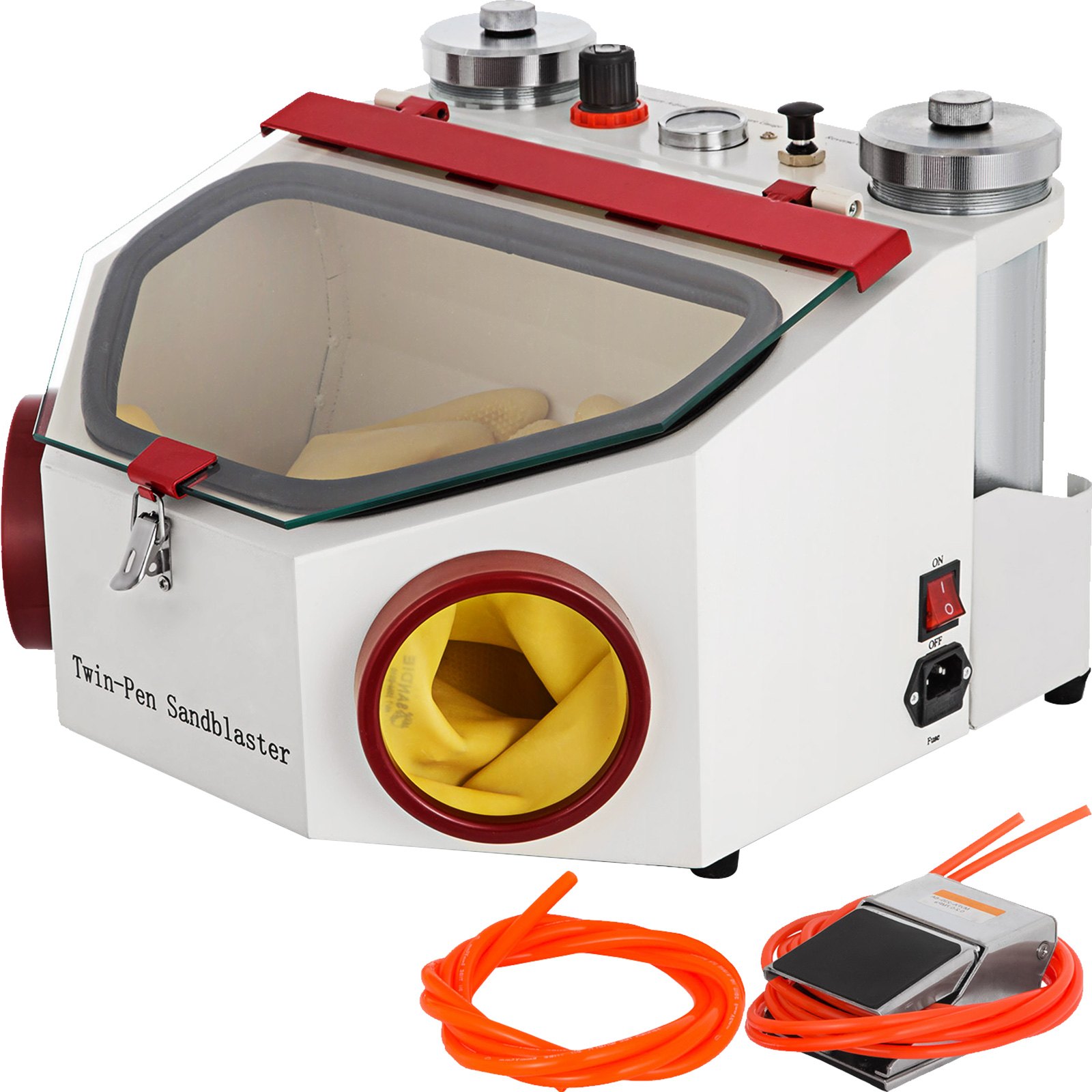 Arenadora de doble lápiz para laboratorio dental, 2 tanques, con lámpara