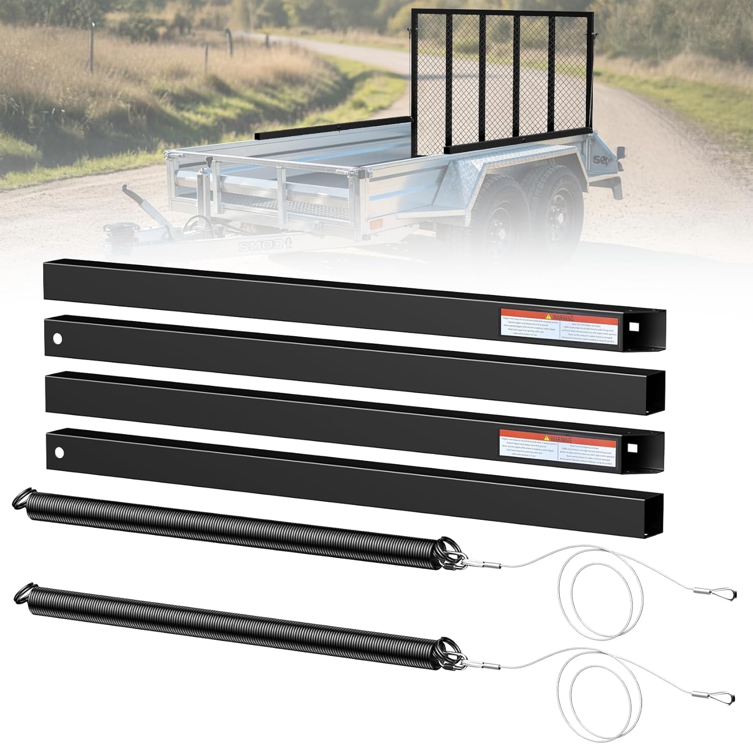 Tailgate Utility Trailer Gate Liftgate Ramp Lift 2 Sided Lift Assist System Fit For Open Utility Trailers Tailgate And Ramp New Upgrades, Black