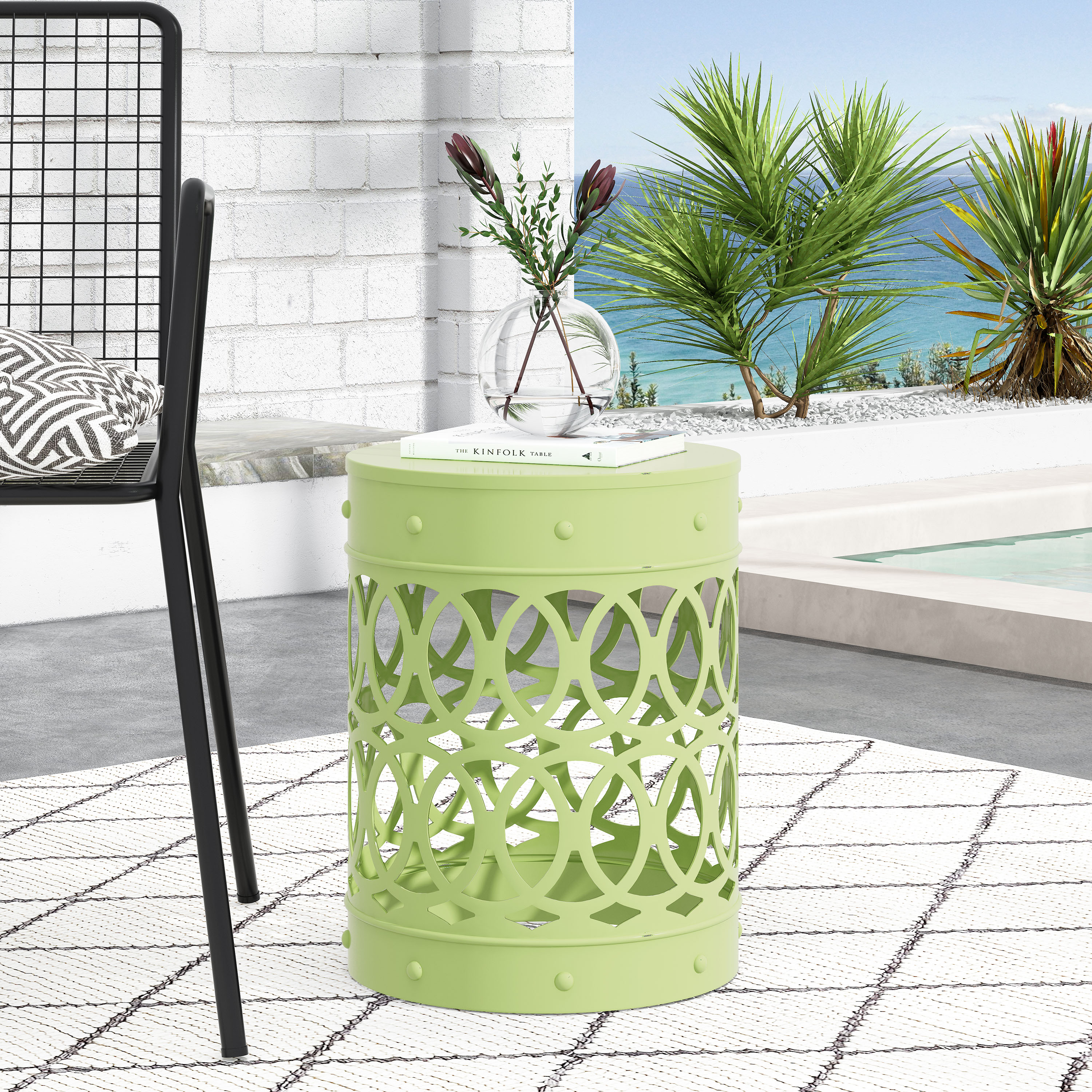 Outdoor Metal End Table -Large