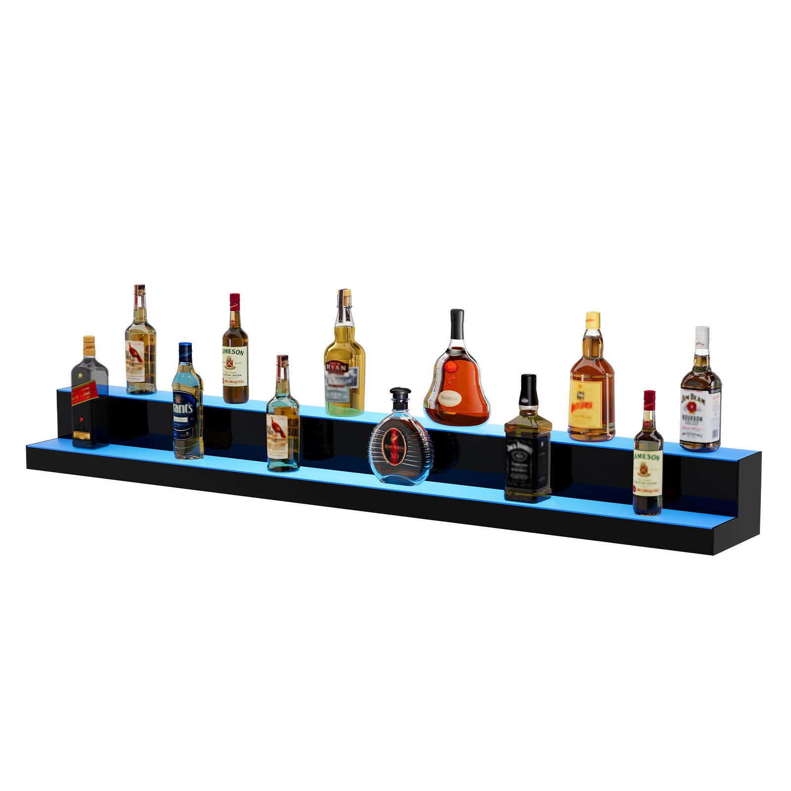 LED Lighted Liquor Bottle Display Bar Shelf RF & App Control 60' 2-Step