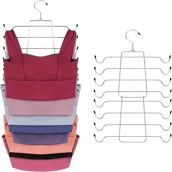 Gancho organizador de 8 capas de acero inoxidable para ropa interior y sujetadores, antideslizante