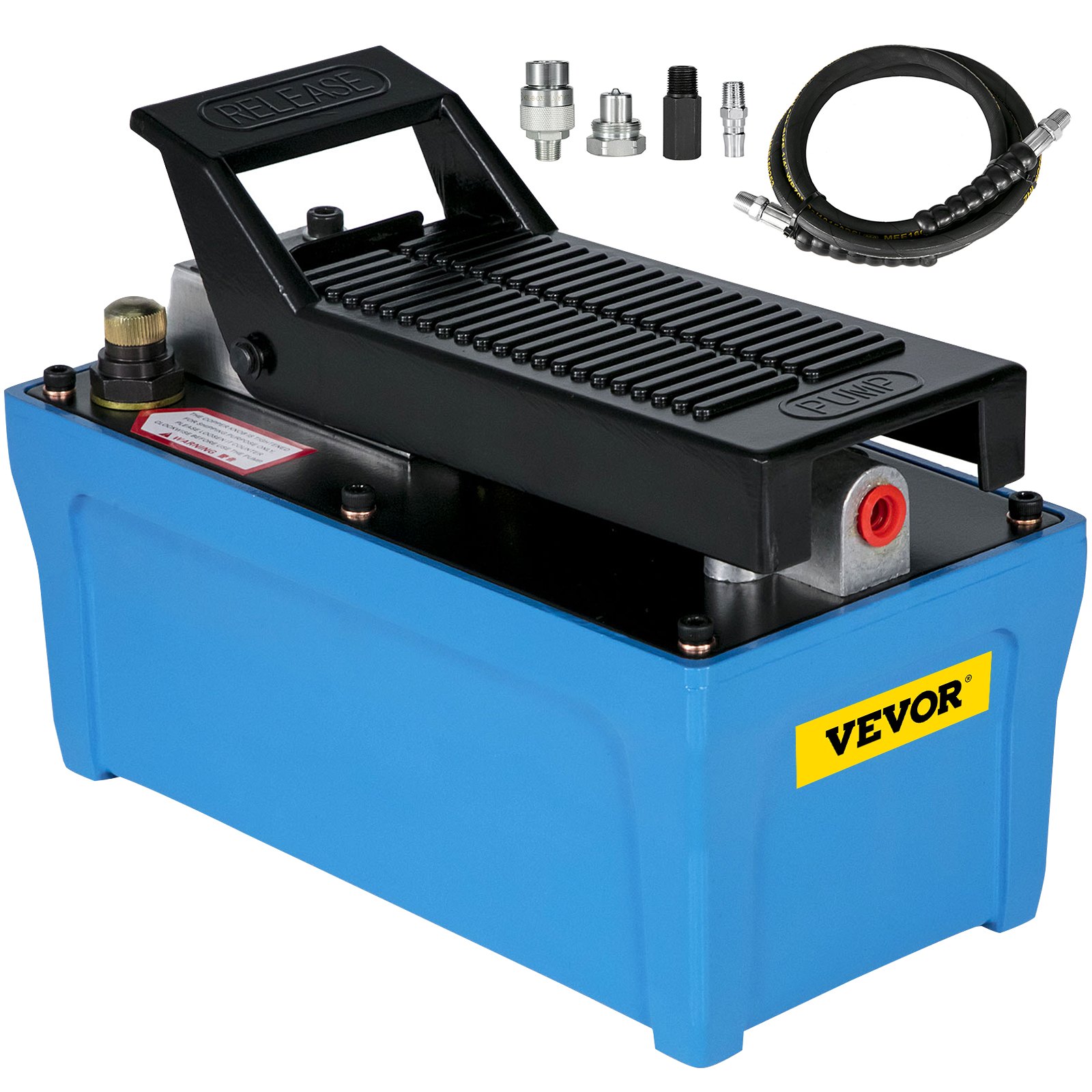Air Hydraulic Pump 10000 PSI Air Over Hydraulic Pump 1/2 Gal Reservoir Air Treadle Foot Actuated Hydraulic Pump 3/8" NPT With 6.56 Ft Hose 2 Connector Single Acting For Car Repair (Blue)