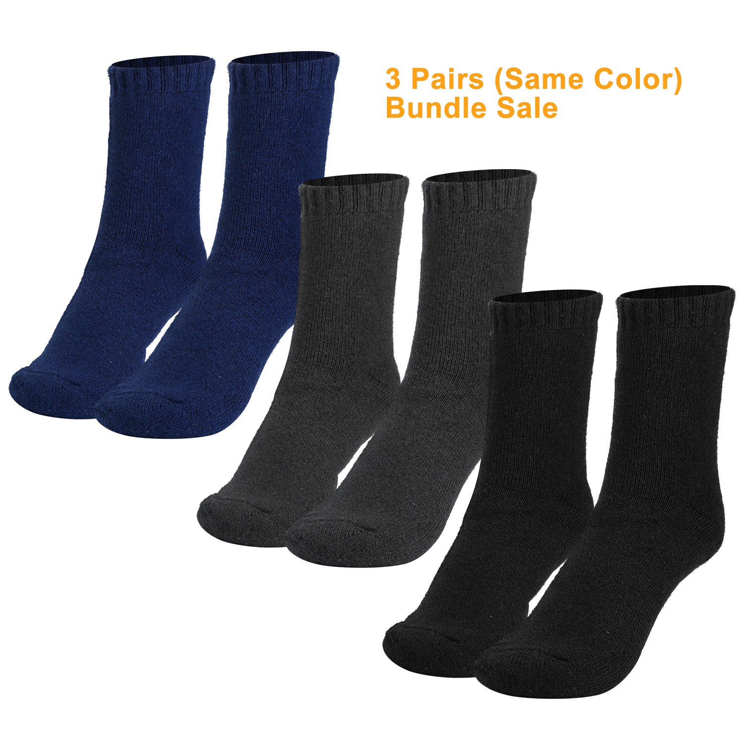 3 pares de calcetines térmicos de lana para hombre, suaves, gruesos y que absorben la humedad.