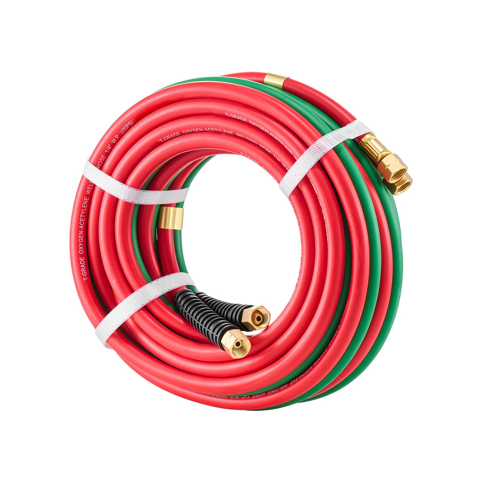 Oxygen Acetylene Hose, 1/4-Inch X 25FT Oxy Acetylene Hose With 9/16"-18 B Fitting, 300PSI T Grade Welding Cutting Torch Twin Hose, Compatible With Oxygen, Acetylene, Propane And Other Fuel Gases