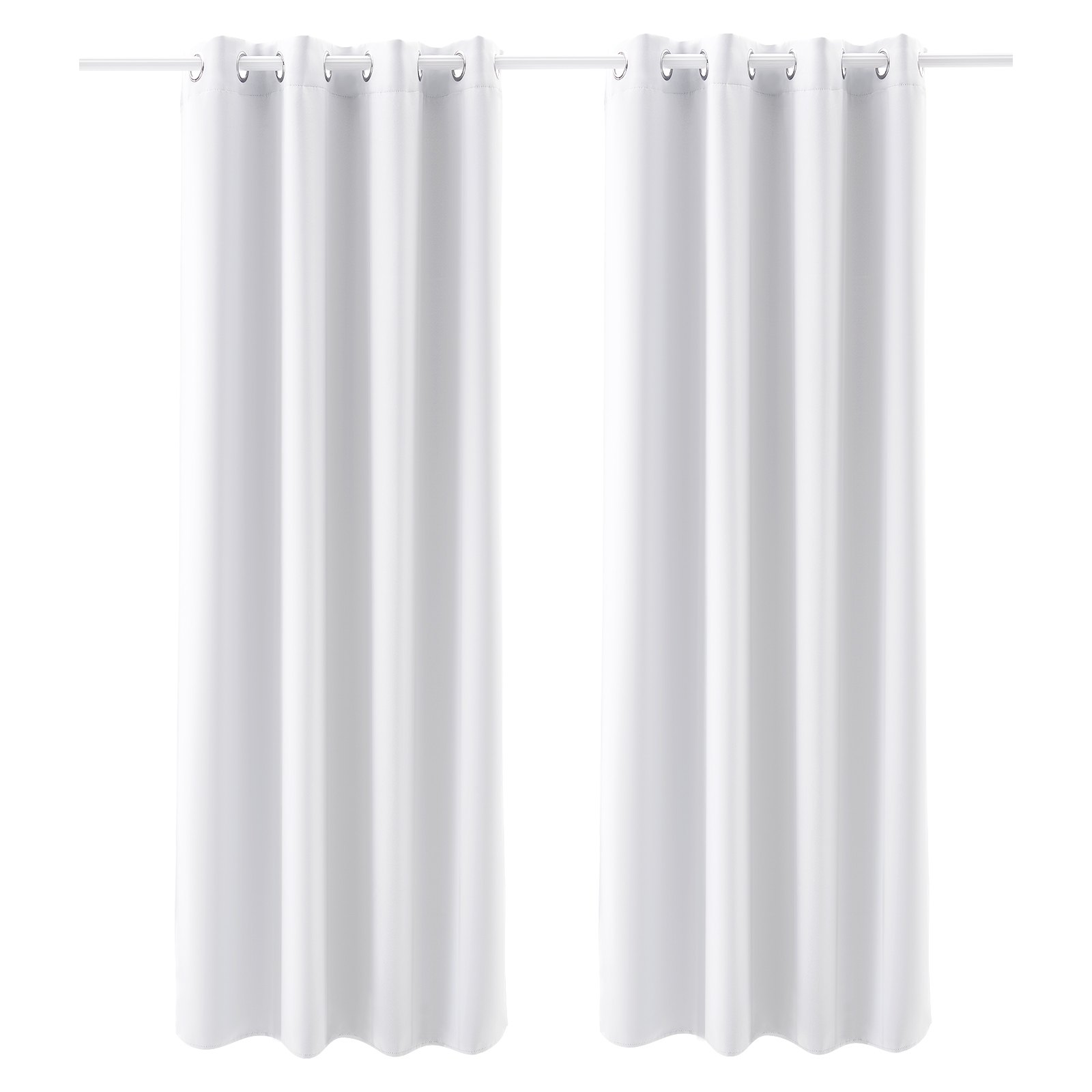 Blackout Curtains, White Blocking Drapes For Bedroom And Living Room, 2 Panels Set Grommet Room Darkening Curtain, Solid Thermal Insulated Drapes, Noise Reducing Window Treatments, 52x84 Inch