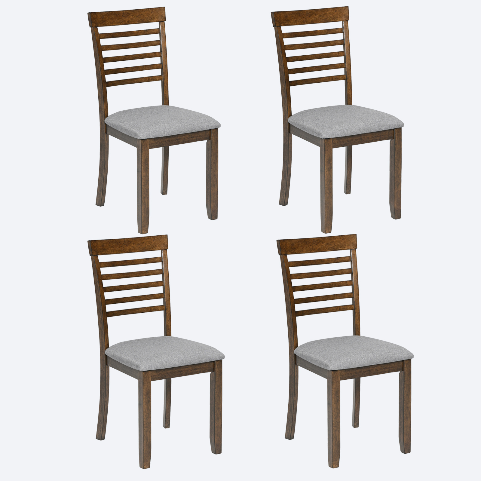 Dining Chairs Only, Wooden Dining Chairs Set of 4, Kitchen Chair with Padded Seat, Upholstered Side Chair for Dining Room, Living Room, Walnut
