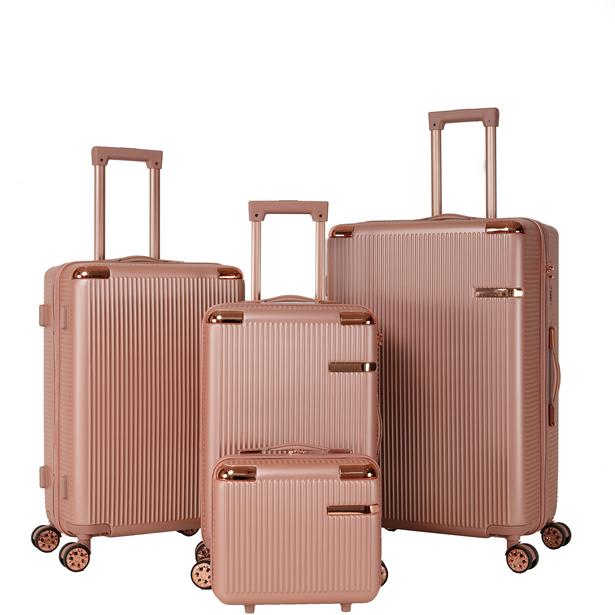Set de 4 maletas rígidas con ruedas giratorias 360° y cerradura de contraseña