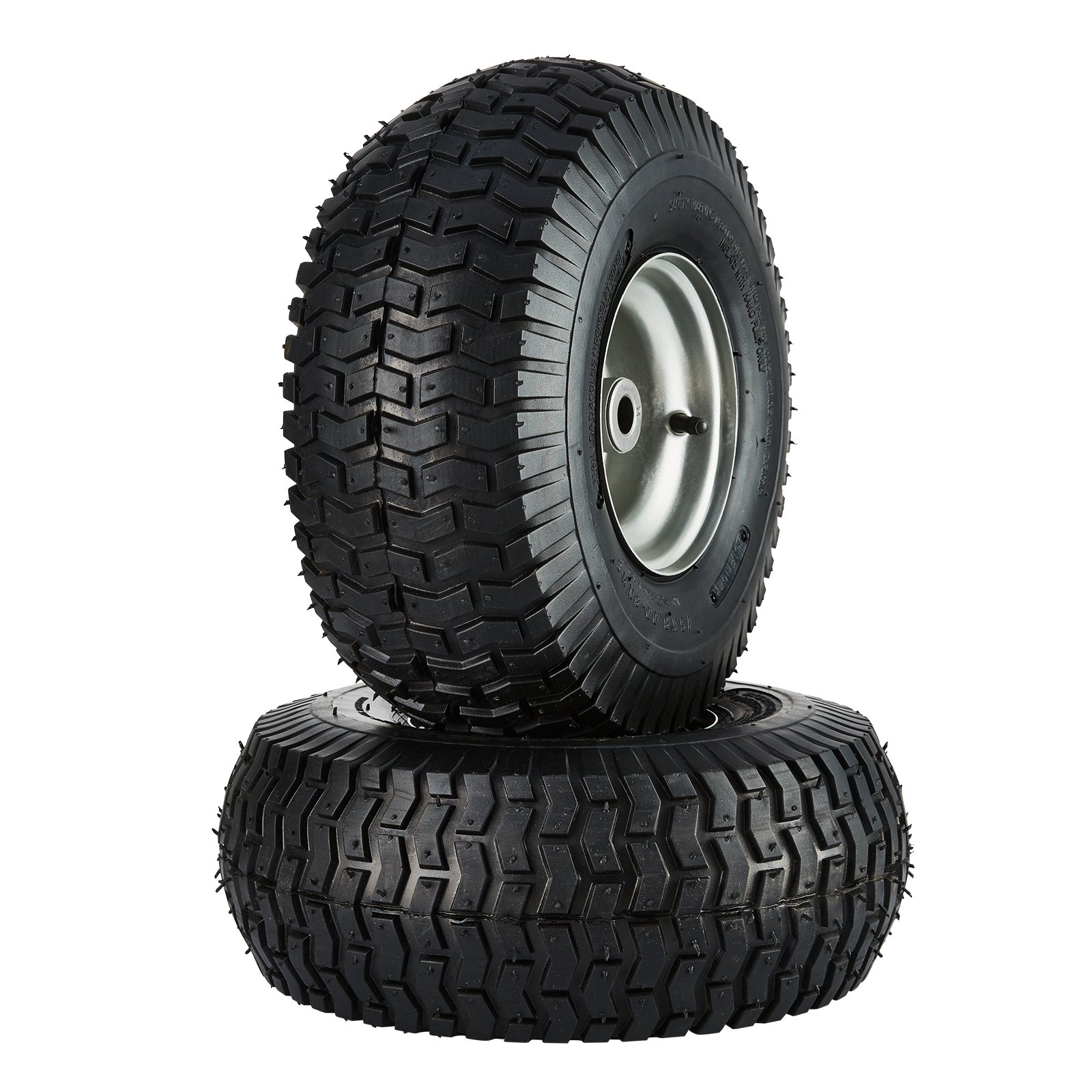 Lawn Mower Tires, 15x6-6' Lawn Tractor Tires, 2-Pack Tire And Wheel Assemblies, Turf Pneumatic Tires With 3' Centered Hub And 3/4' Bushing Size, 16 PCS Adapters For Riding Mowers Lawn Tractors