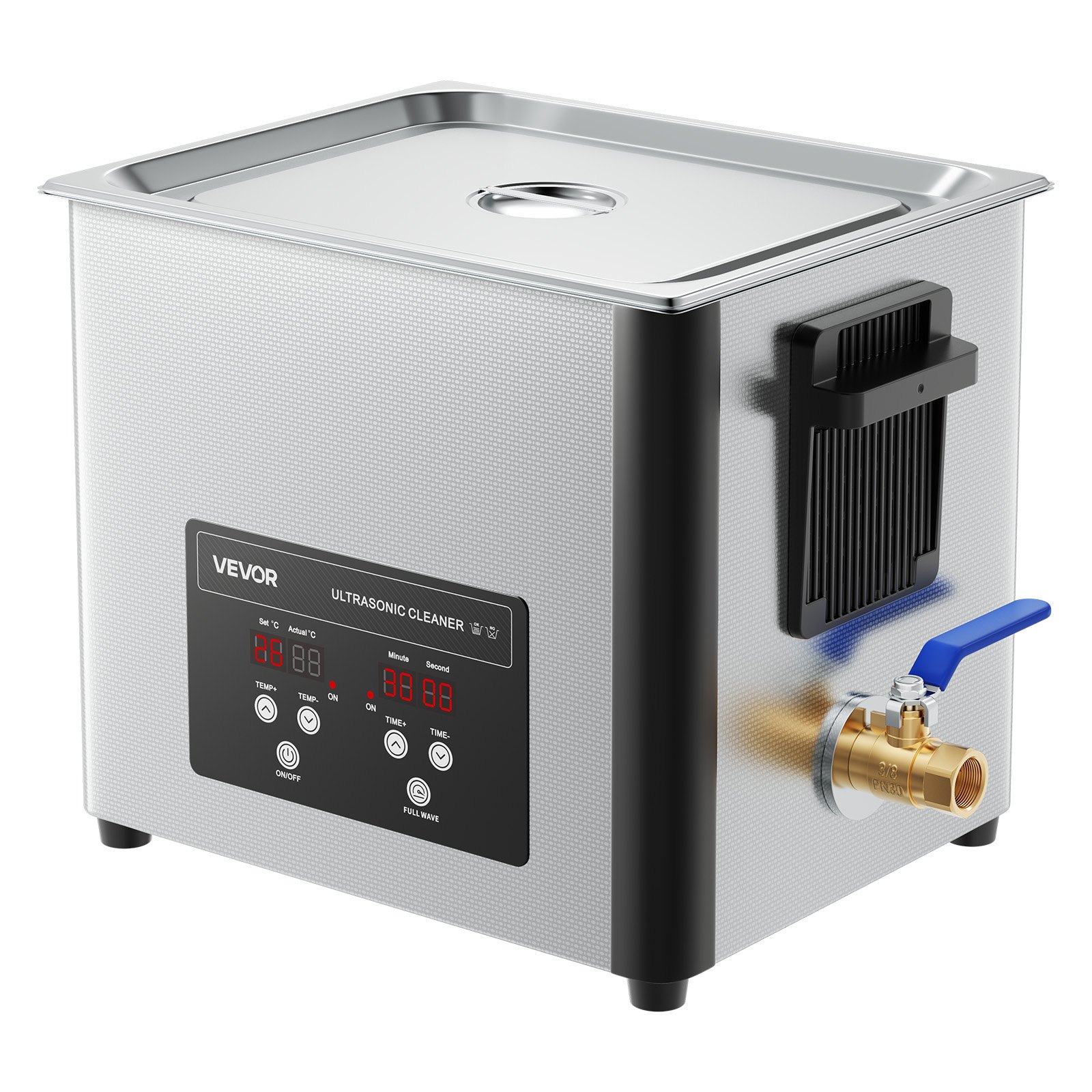 Limpiador ultrasónico profesional de 10 L, 180 W, acero inoxidable, con pantalla digital