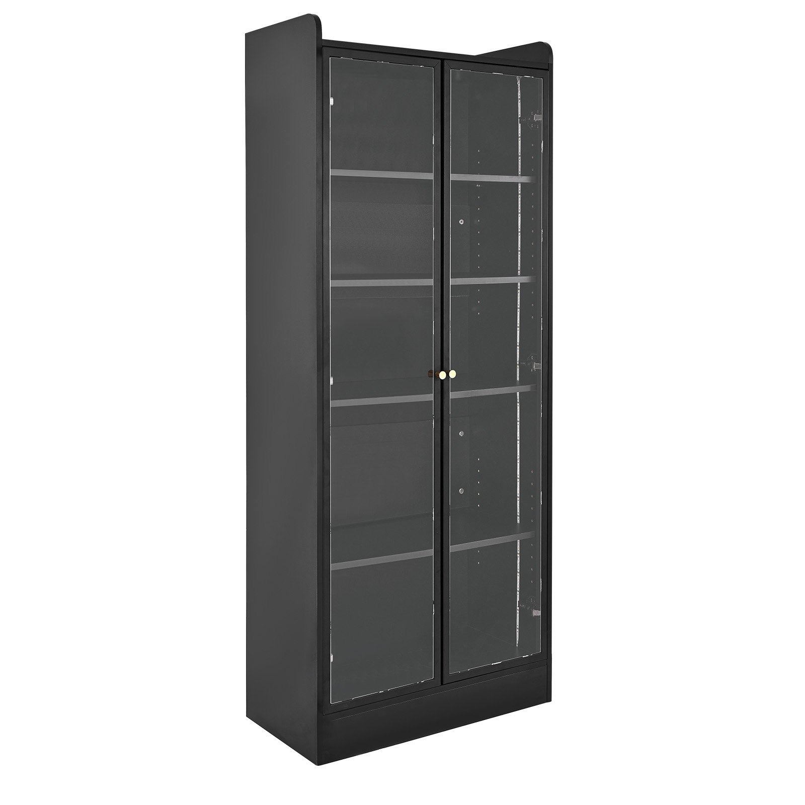 Vitrina con puertas de 67 pulgadas de alto, iluminada, con 2 estantes ajustables