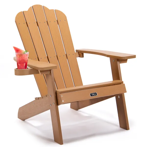 Silla Adirondack TALE para exterior con portavasos, de madera plástica