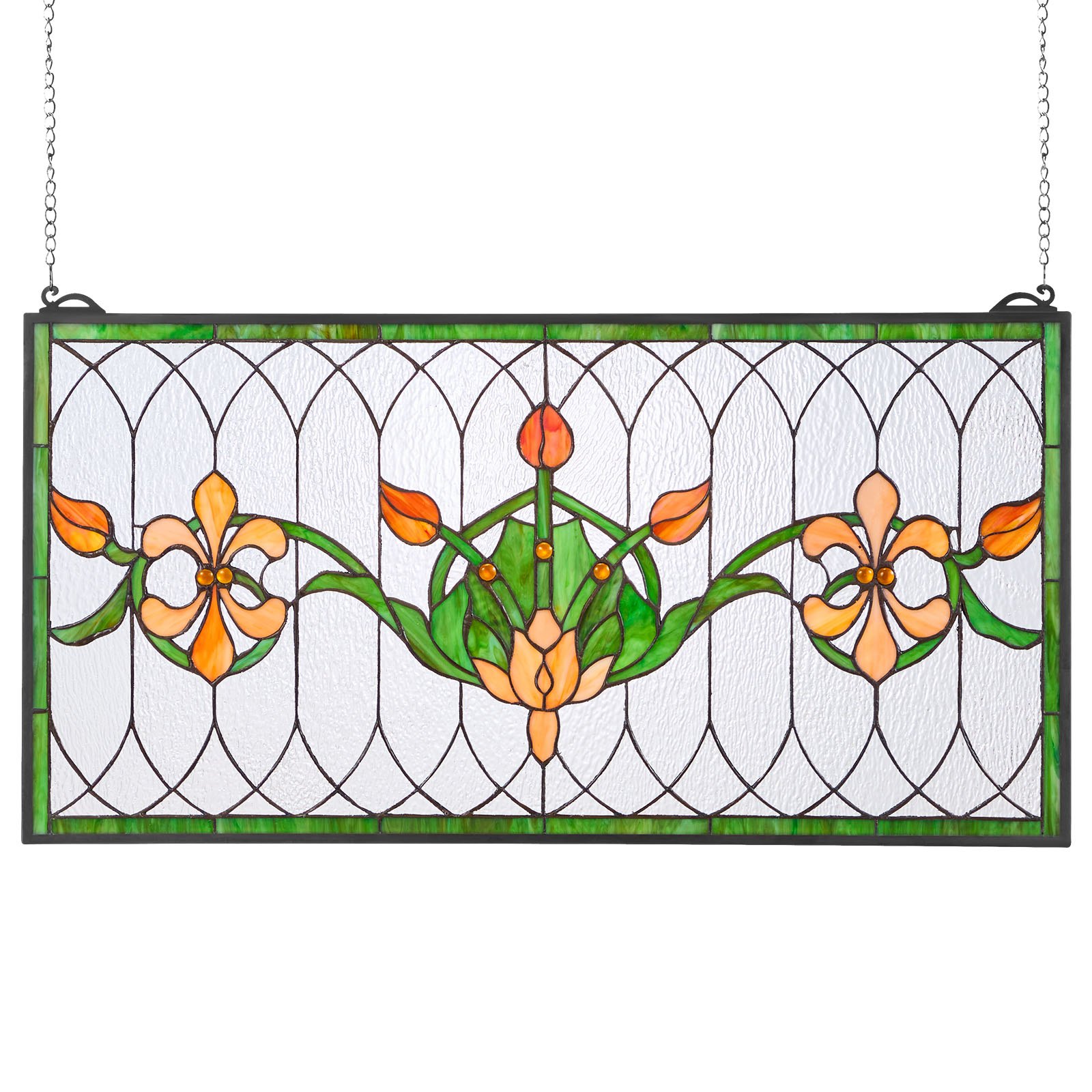 Panel de Vitral Estilo Tiffany Colgante, 32 x 17 pulgadas, Rectangular Horizontal