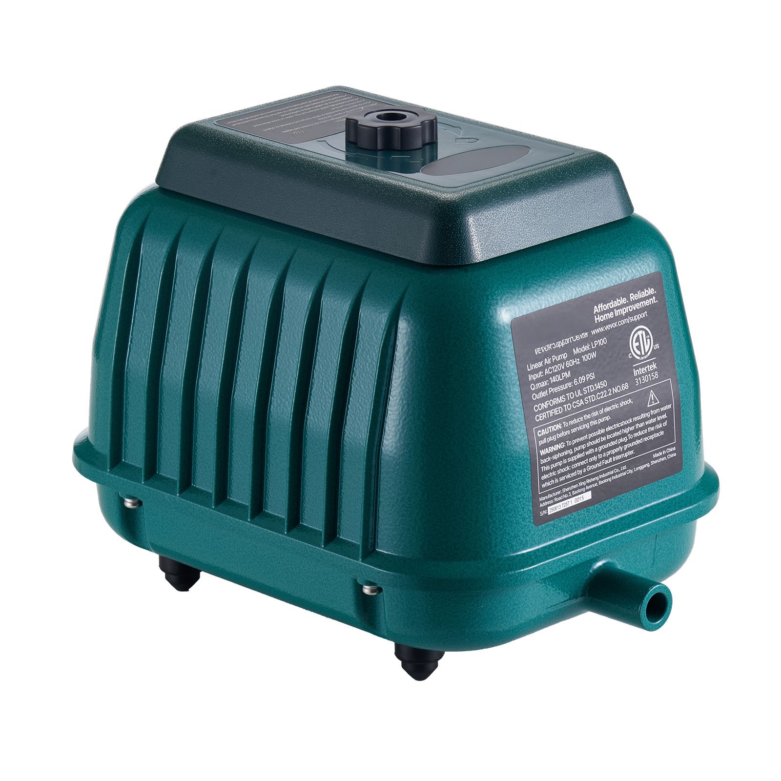 Linear Air Pump, 2219.04 GPH Air Flow, Septic Aerator Pump, Aeration System For 11 Ft Deep Ponds, Fit For Septic Tanks, Aquariums, Waste Treatment, Seafood Restaurants, Fish Farms, Hydroponics