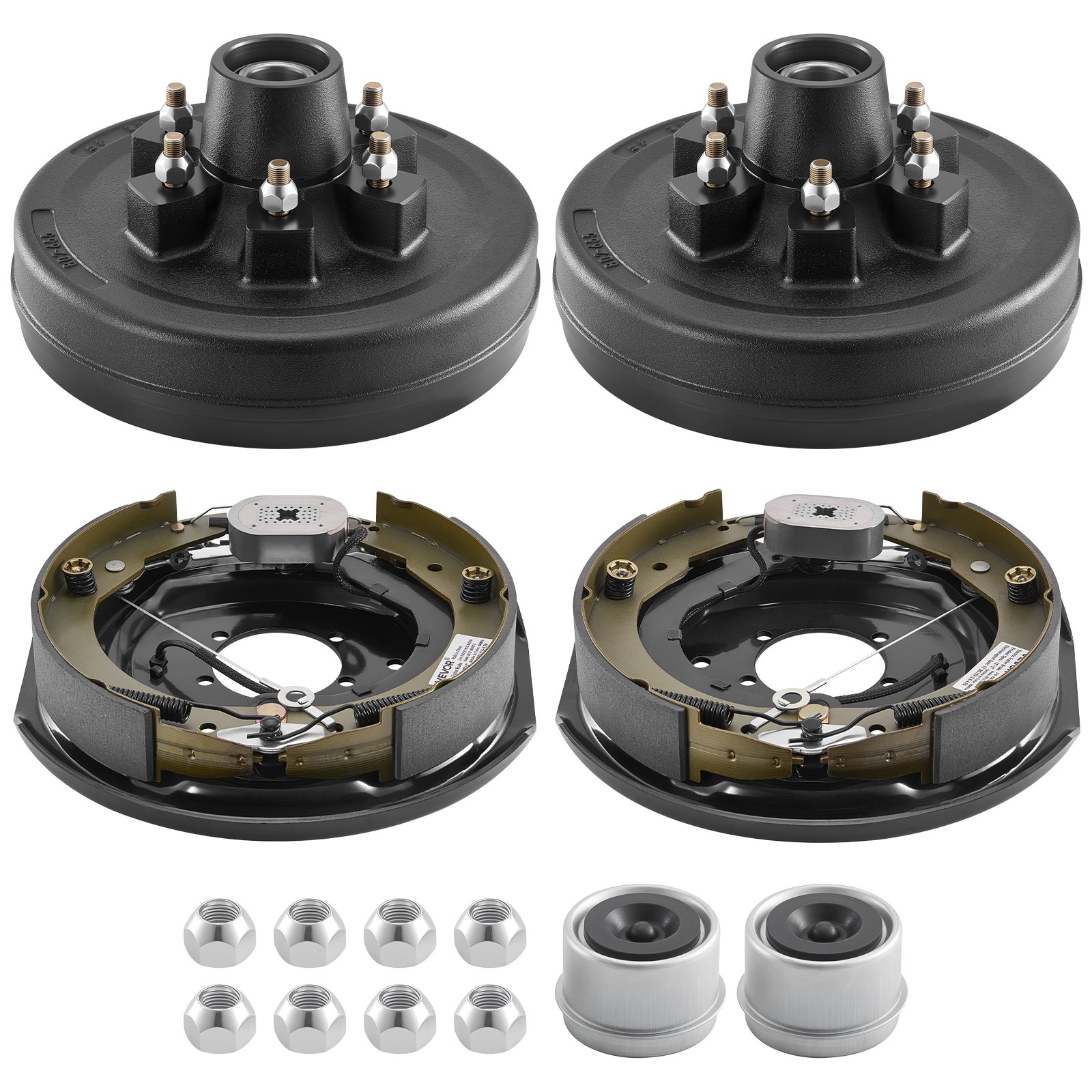 Electric Trailer Brake Assembly, 12 X 2 Inch, 1 Pair Self-Adjusting Electric Brakes Kit For 6000 Lbs Trailer Axle, Backing Plates For Braking System Part Replacement, Fit For Trailers, RVs