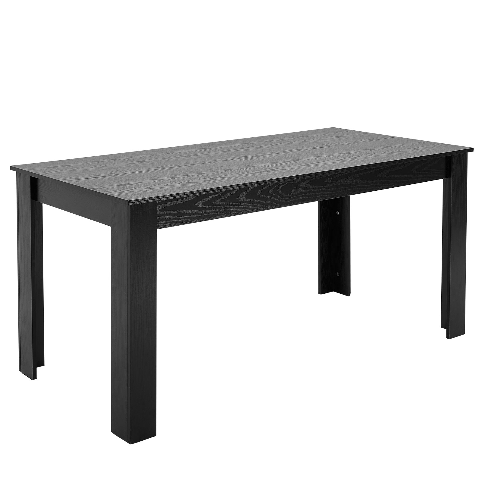 Mesa de comedor rectangular de madera, 63 pulgadas, para 4-6 personas, negra