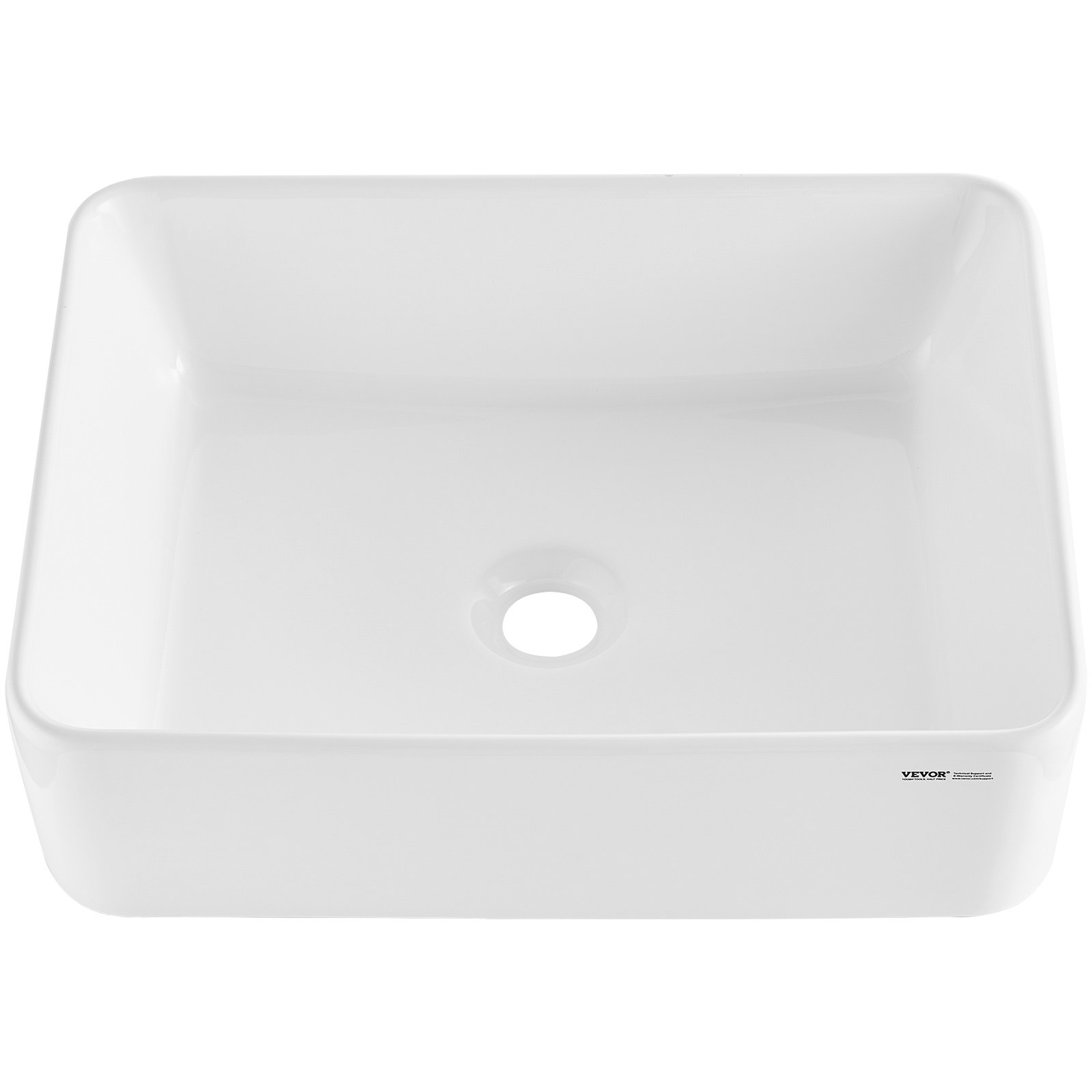 Lavabo de sobreponer rectangular, 19 x 14.7 pulgadas, cerámica blanca, moderno