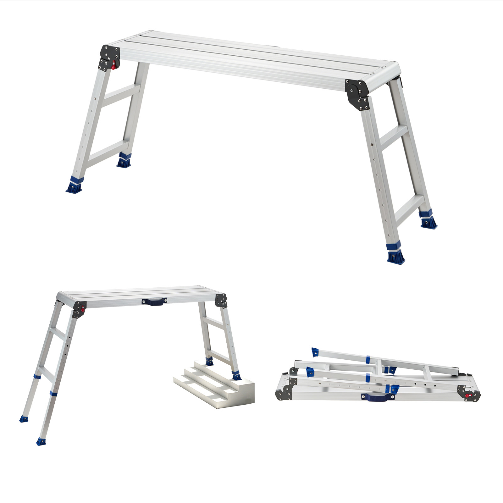 Plataforma de trabajo plegable, 23-34.5 pulgadas, 40 x 12 pulgadas, 500 libras.
