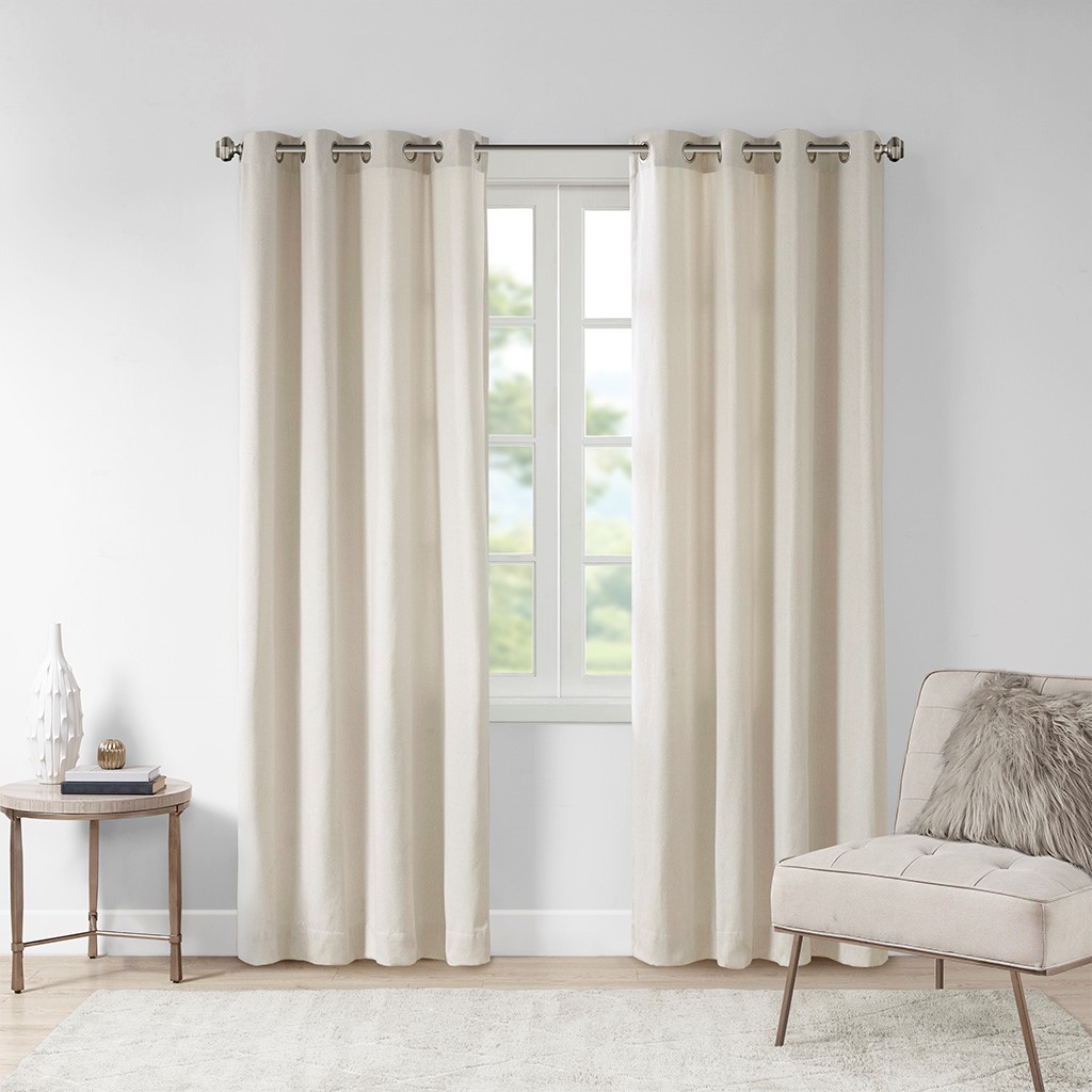 Plaid Rod Pocket And Back Tab Curtain Panel With Fleece Lining Natural 50x84