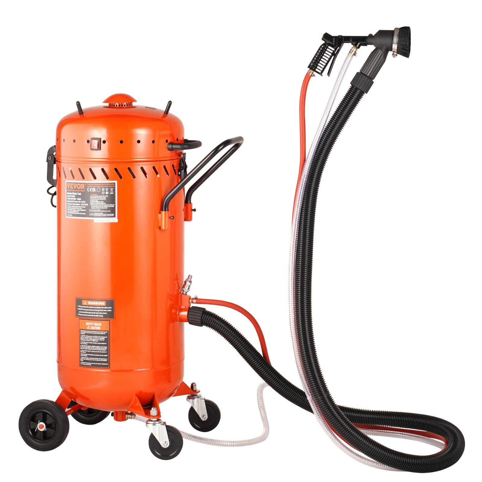 28 Gallon Vacuum Sand Blaster, Dustless Sandblaster With Built-in 1200W Vacuum System For Dust Control And Abrasive Recycle, 60-110 PSI Heavy Duty Abrasive Blasting Machine