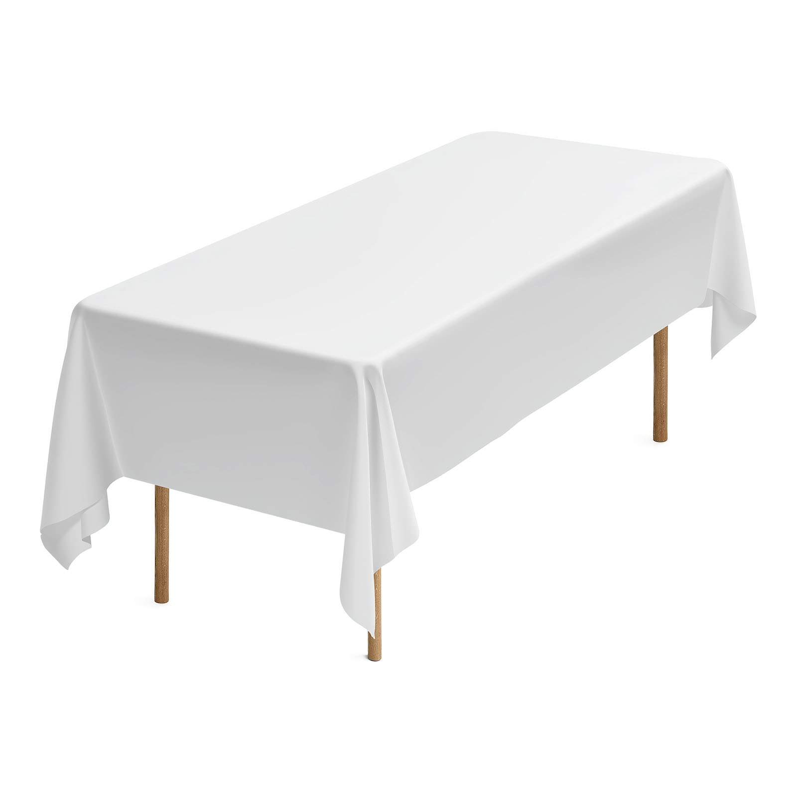 White Tablecloths For Rectangle Tables, 6 Pack, 60 X 102 Inches, Reusable And Machine Washable Table Clothes, Wrinkle-Resistant Polyester Fabric Table Covers For Wedding, Party, Banquet