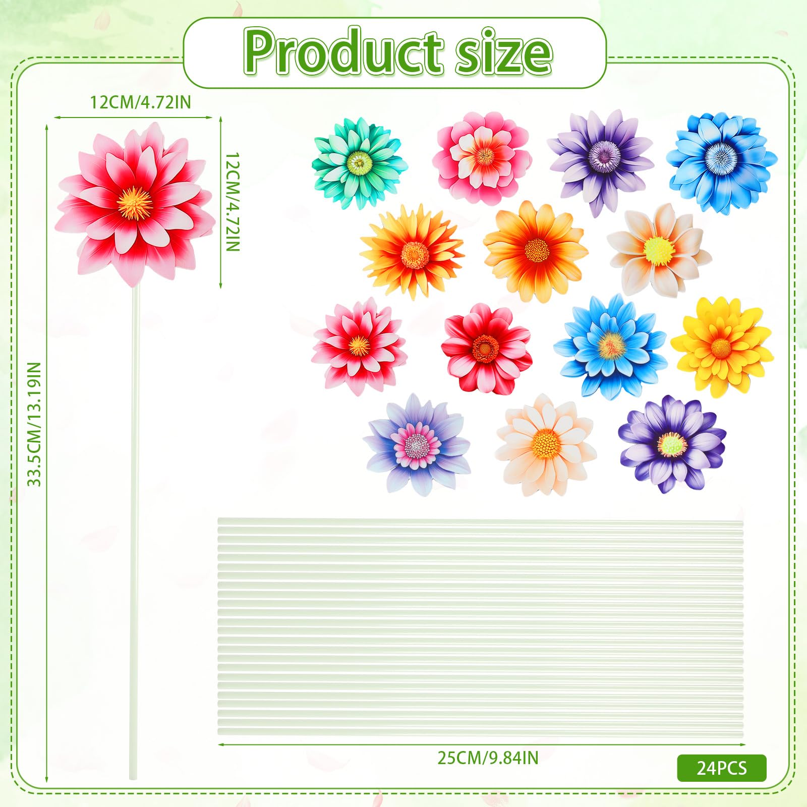 Estacas decorativas de flores para jardín, 14 piezas, coloridas, para exterior