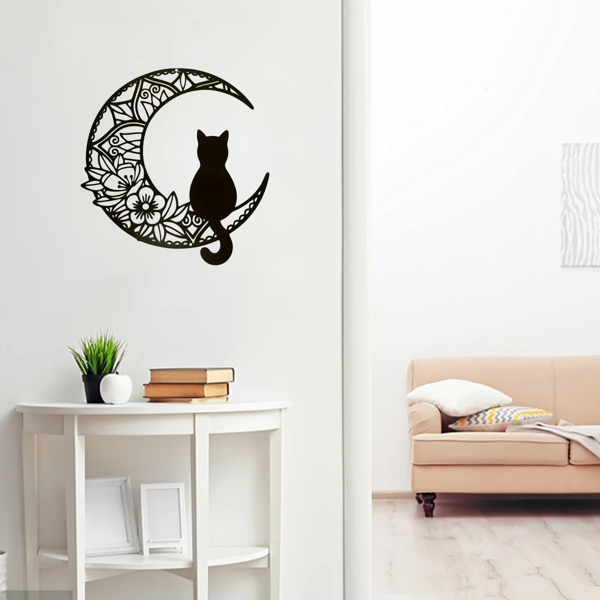 CIFbuy Bohemian Crescent Cat Wall Decor Pet Theme Home Decoration Christmas Holiday Gift (TikTok, Temu Pick-up Service)