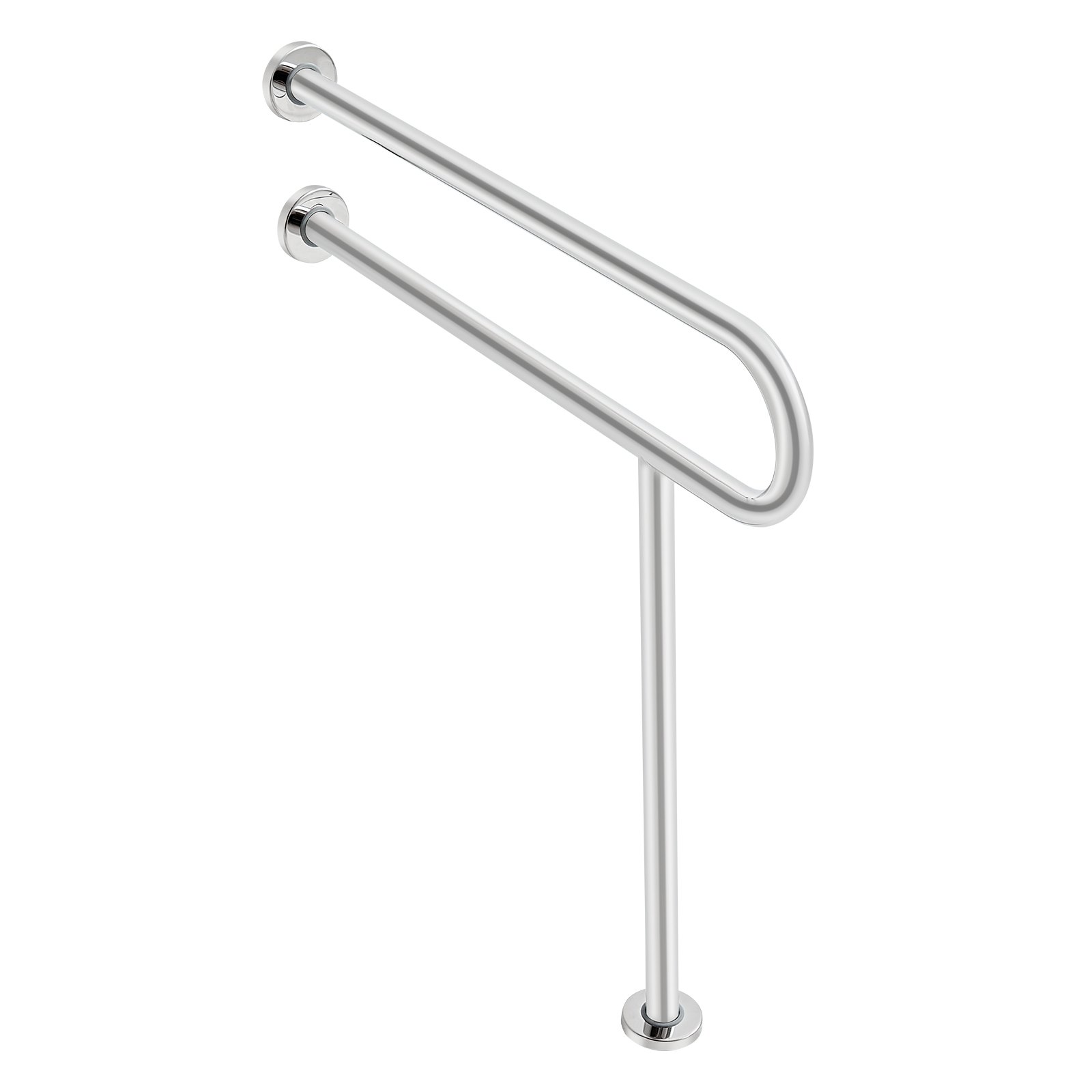 Toilet Safety Rail, 31.5 Inch U-Shaped Handicap Grab Bar, 304 Stainless Steel Senior Safety Pole, Toilet Grab Bars With Anti-Slip Handle, 300 Lbs Load Capacity Security Handrail With Support Leg