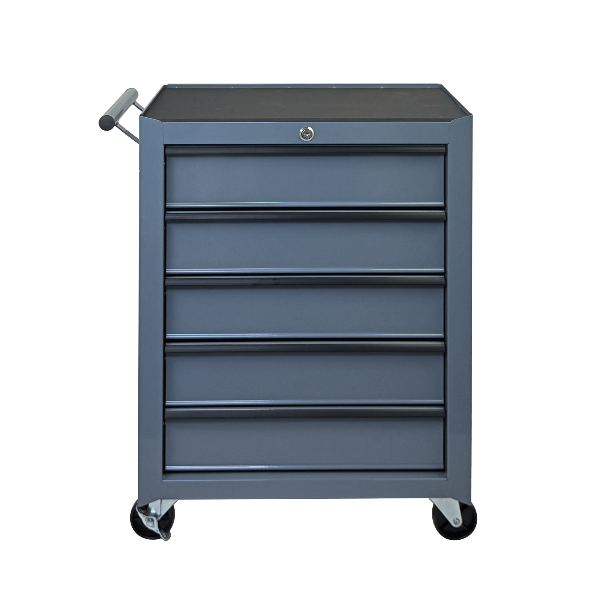 Caja de herramientas metálica con ruedas de 20 pulgadas, 5 cajones, correderas de balero, gris