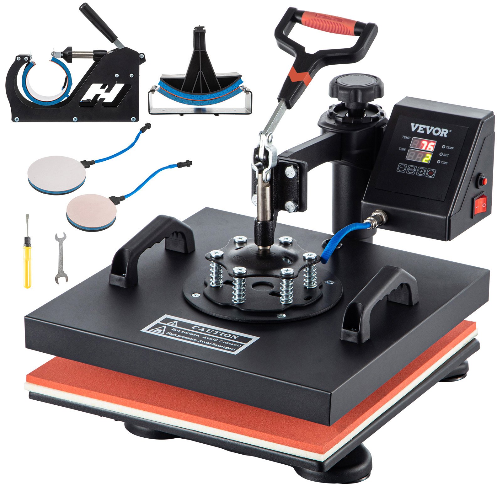 Heat Press, 5 In 1 15 X 15 Inch Heat Press Machine, Dual LED Display Heat Press Machine, Multifunctional Sublimation, For T-Shirts, Swing Away Design
