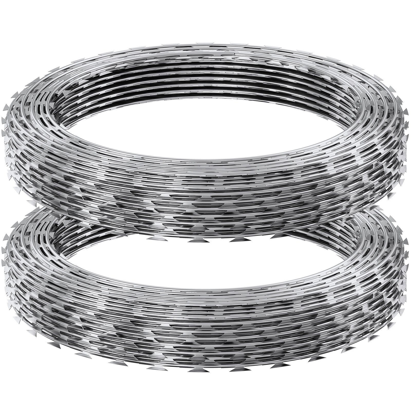 Alambre de púas de concertina, galvanizado, 2 rollos de 98 pies para jardín