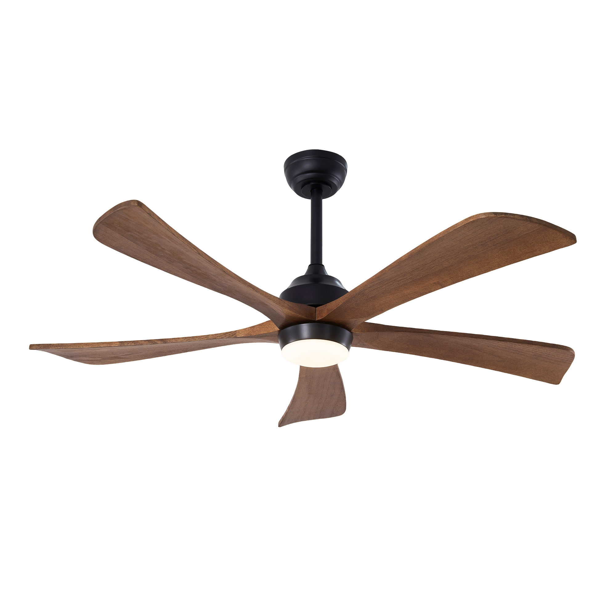 52  5PCS  Solid Wood Blades Ceiling Fan With Lights Remote Control,Quiet DC Motor 3 Blade Ceiling Fans 6 Speed Levels,Reversible Ceiling Fan,for Patio Living Room, Bedroom, Office,Indoor. Matte Black