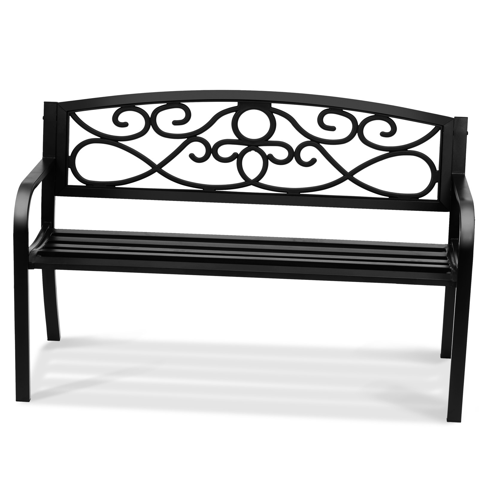 Outdoor Bench, 50 Inches Metal Garden Bench For Outdoors, 550 Lbs Load Capacity Bench, Outdoor Garden Park Bench With Backrest And Armrests, Patio Bench For Garden, Park, Yard, Front Porch