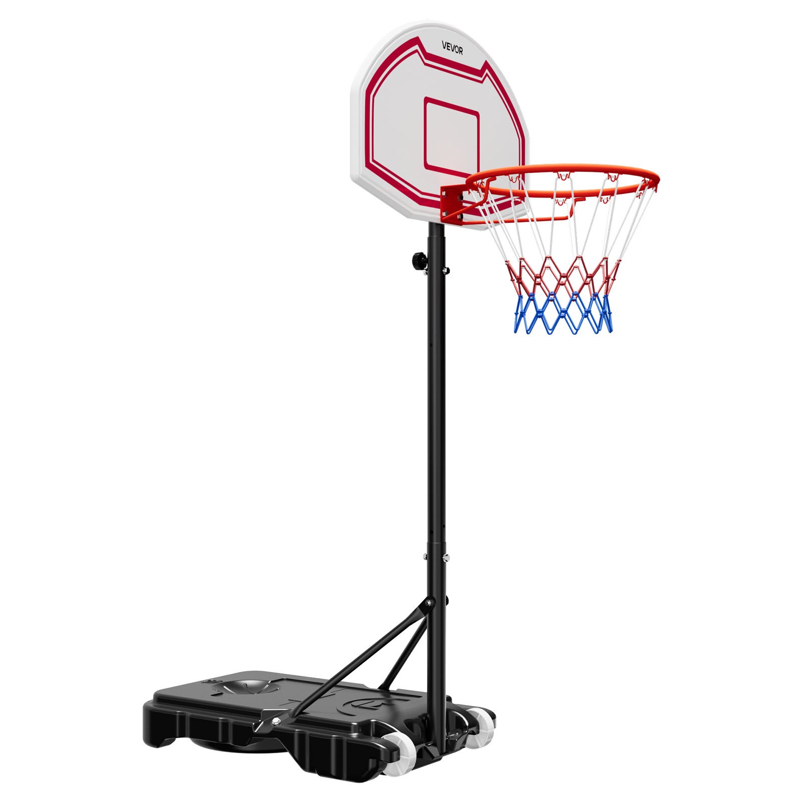 Soporte de baloncesto portátil, ajuste de altura 5.2 a 6.9 pies, red de nylon, ruedas.