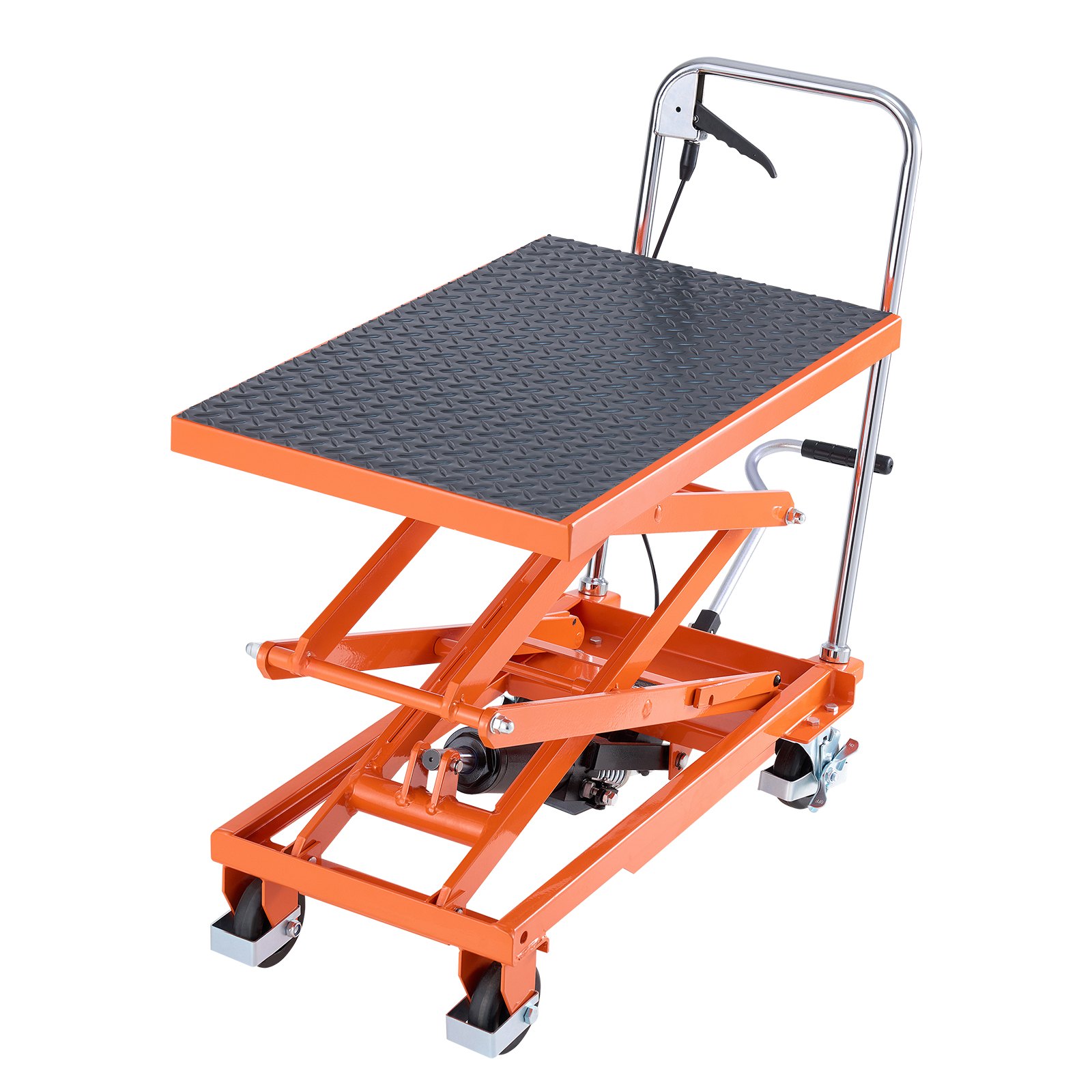 47.2" Hydraulic Lift Table Manual Double Scissor Lift Cart 500 Lbs Non-slip Pad