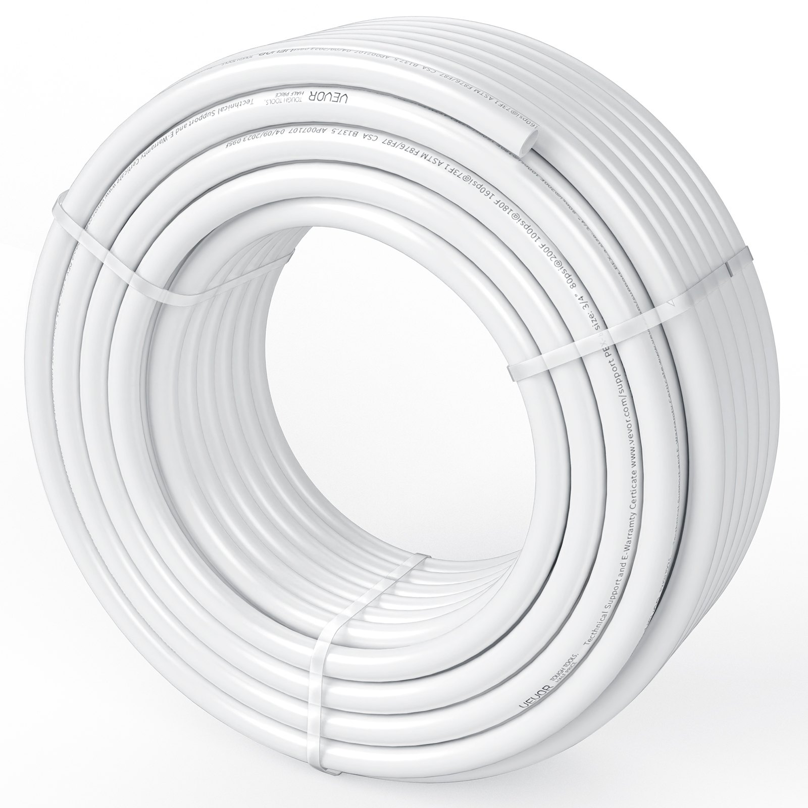 Tubería PEX-B flexible de 3/4 pulgadas, 100 pies, para agua potable, blanca