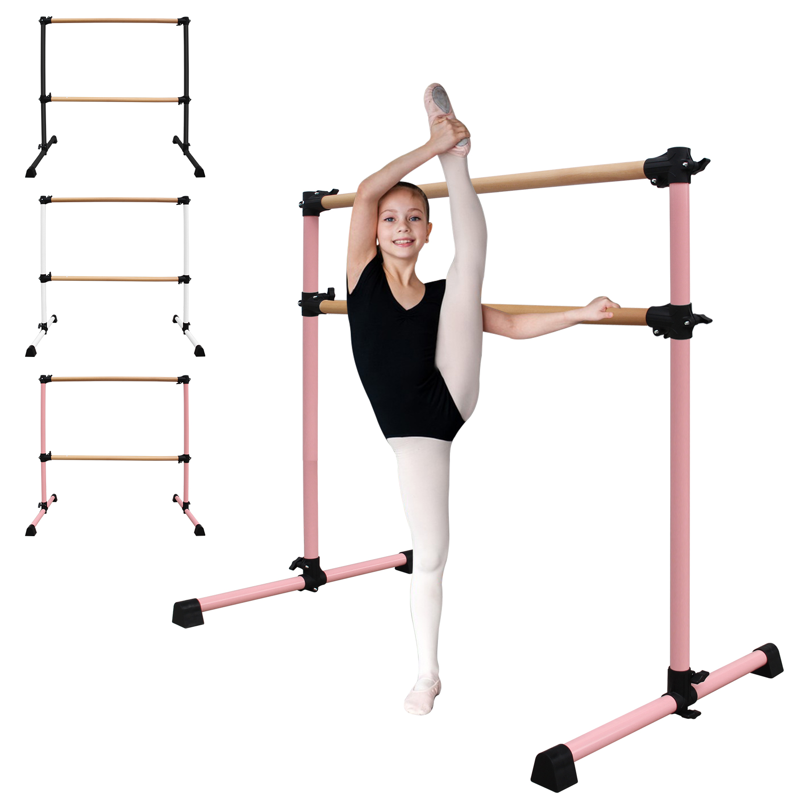 4FT Solid Wood Ballet Barre With Adjustable Range Of 6.7-46 Inches For Dance Practice