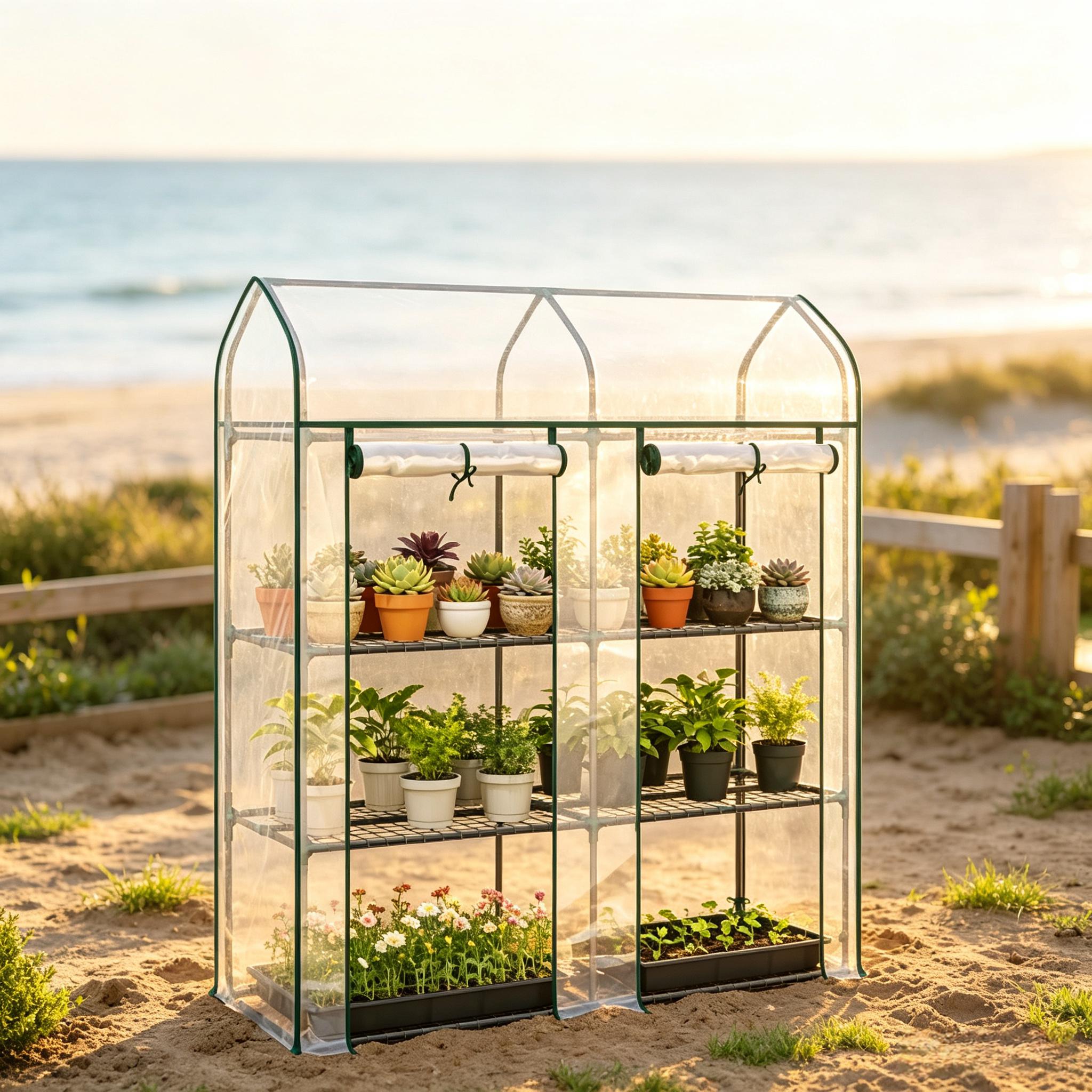 Cama de jardín elevada de metal galvanizado con enrejado, 5 x 3 x 6 pies