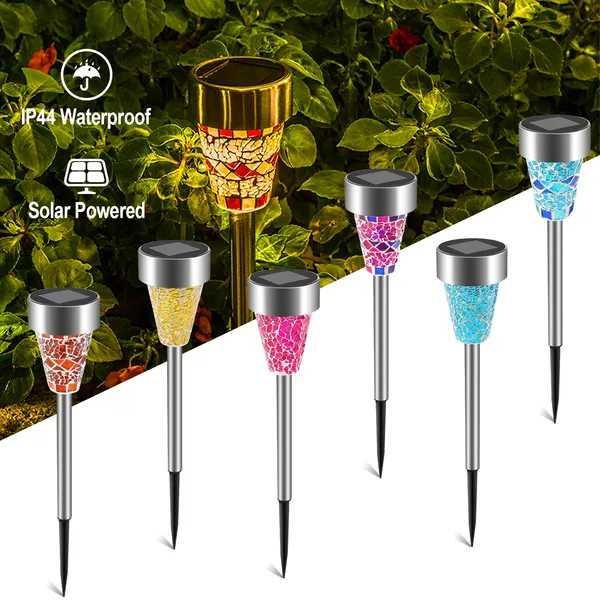 Luces solares para jardín, 6 unidades, IP44, para exterior, camino y césped