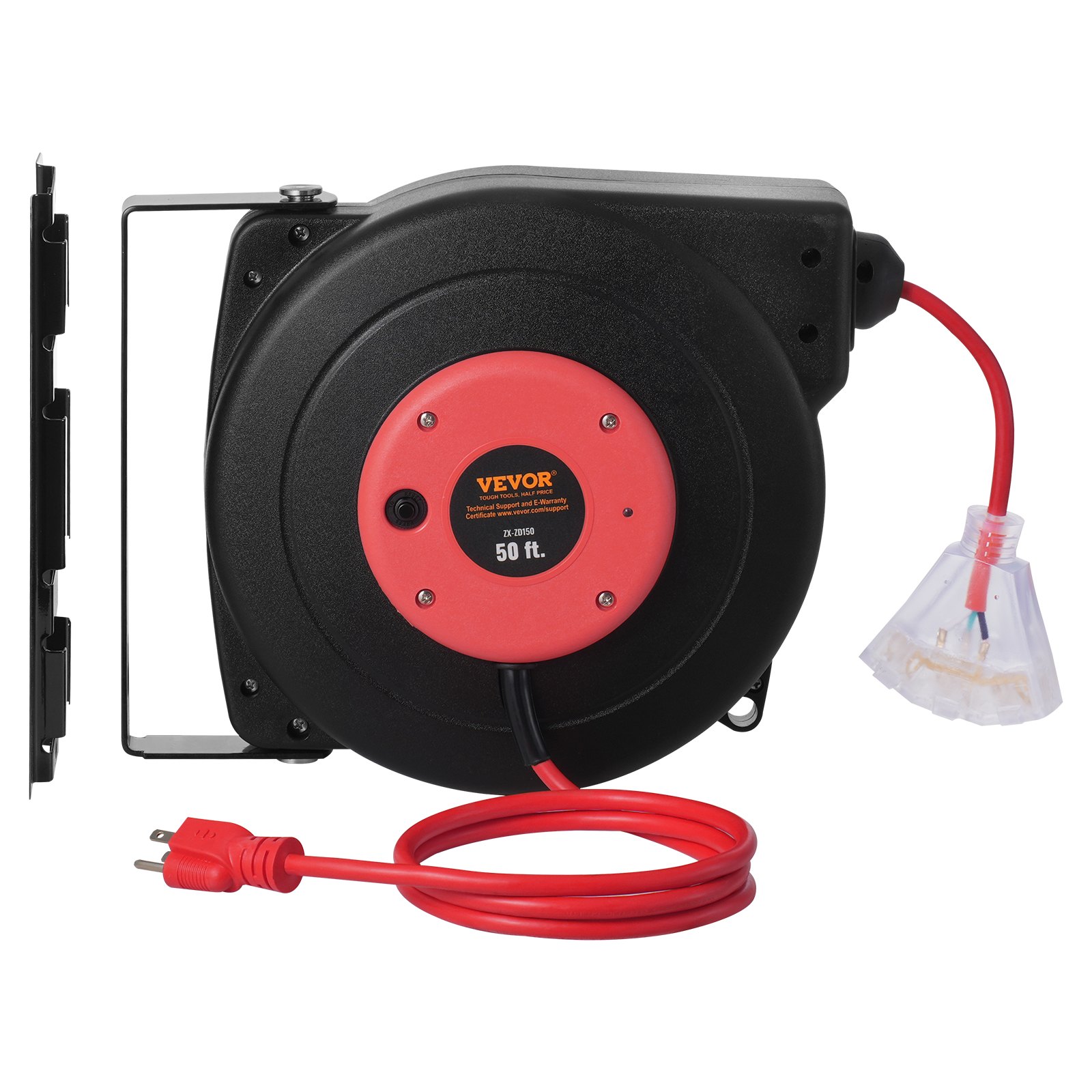 Retractable Extension Cord Reel Power Cord Reel 50FT 14AWG/3C SJTOW