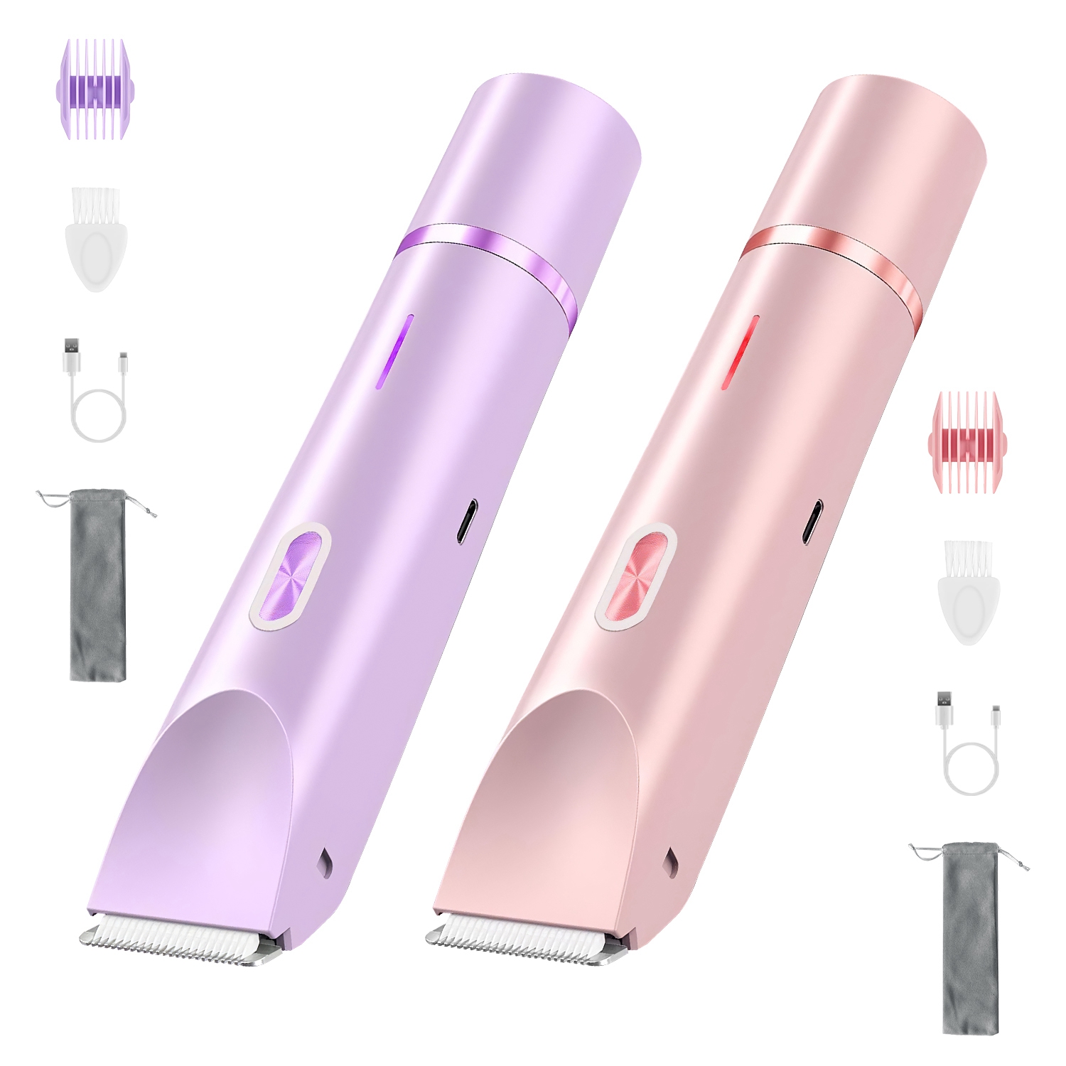 Recortadora de bikini 2 en 1 para mujer, inalámbrica, IPX7, recargable, uso húmedo/seco