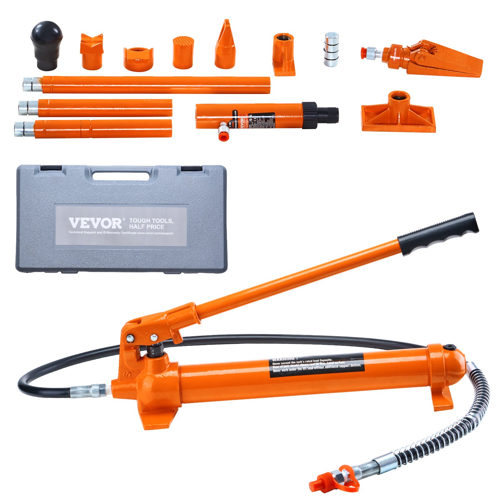 Kit hidráulico Porta Power de 12 toneladas, gato portátil, manguera 1.4 metros