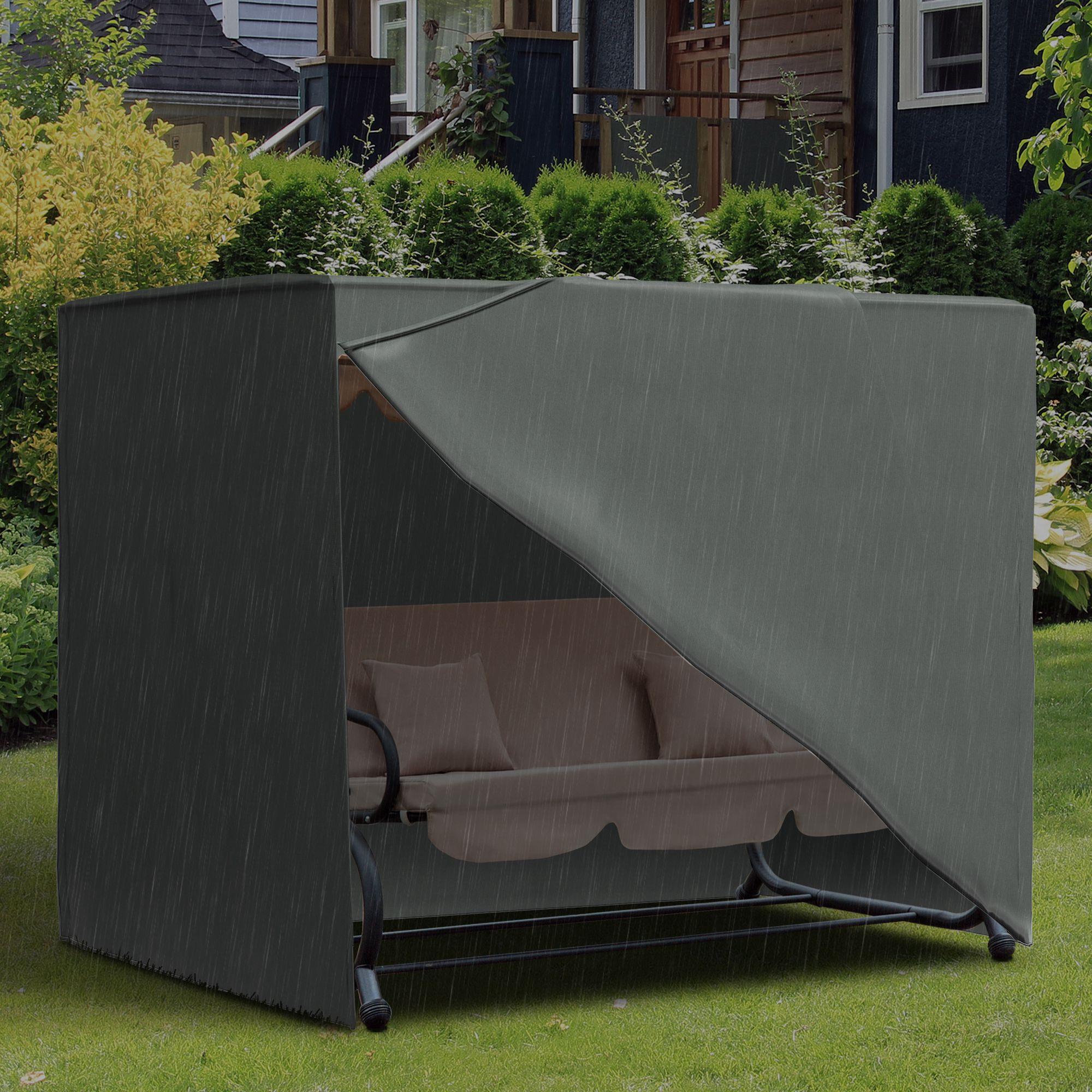 Funda para columpio de porche/hamaca exterior, 81 x 49 x 65 pulgadas, gris
