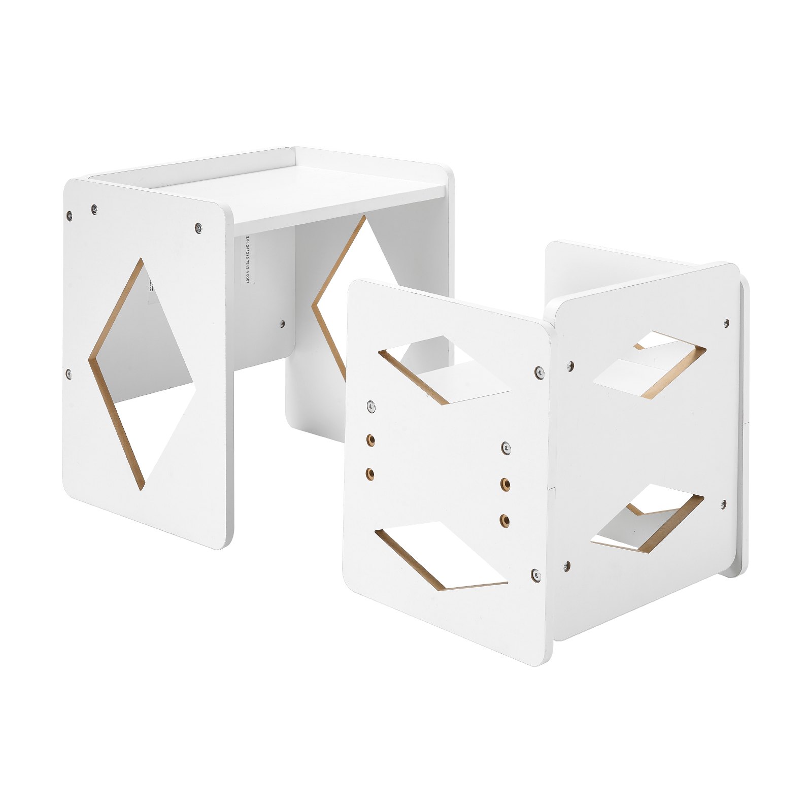 Montessori Weaning Table And Chair Set, Wooden Toddler Table And Chair Set For Aged 1-5, Adjustable Height Kids Montessori Chair And Activity Table, Ideal For Reading, Eating, Playing - White