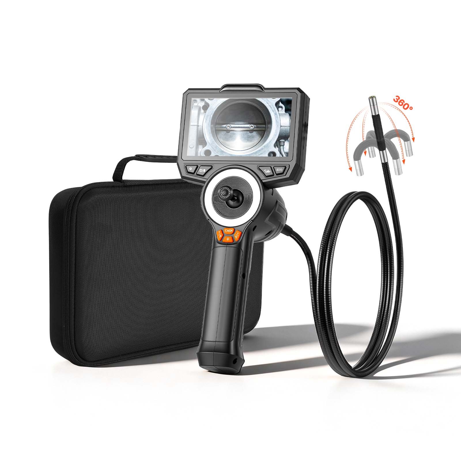 4-Way Articulating Endoscope With Light, True 1080P HD Industrial Borescope Inspection Camera With Articulated Probe, Flexible Snake Scope Cam For Wall Automotive Engine Inspect-4.9FT